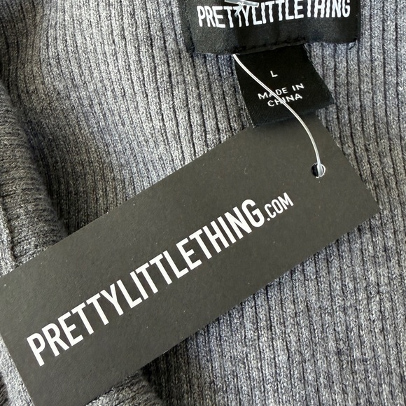 PrettyLittleThing Charcoal Gray Front Cut Out Soft Rib Knit Maxi Dress Size L - Picture 9 of 11